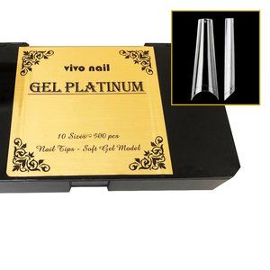 VIVO 500pc Square French Medium Full Cover Clear Gel Artificial False Fake Nails